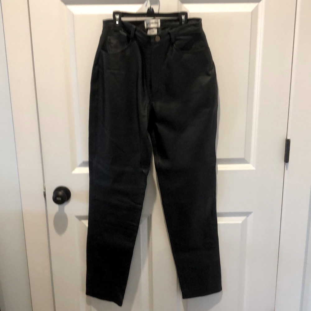 Black Bagatelle leather pants ladies size 8 x 34/35 length .